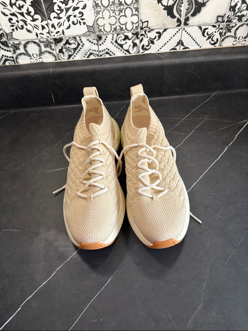 Cole Haan Women's Knit Sneakers in Beige with Gum Toe